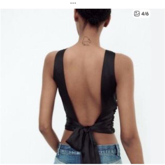 Zara black satin effect halter top | Large - Picture 2 of 6